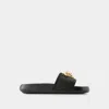 Versace Medusa Head Plaque Slides In Black