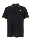Versace Black Polo Shirt With Classic Collar And Medusa Embroidery
