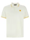 Versace White Polo Shirt With Classic Collar And Medusa Embroidery On The Front In White