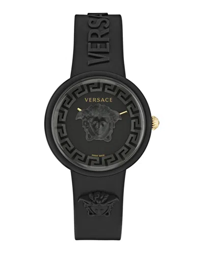 Versace Medusa Pop Silicone Watch In Black