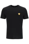 Versace Medusa Embroidered Black Cotton Jersey T-shirt In Black