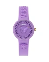 Versace 38mm Medusa Pop Watch With Silicone Strap And Matching Case, Purple In Purple