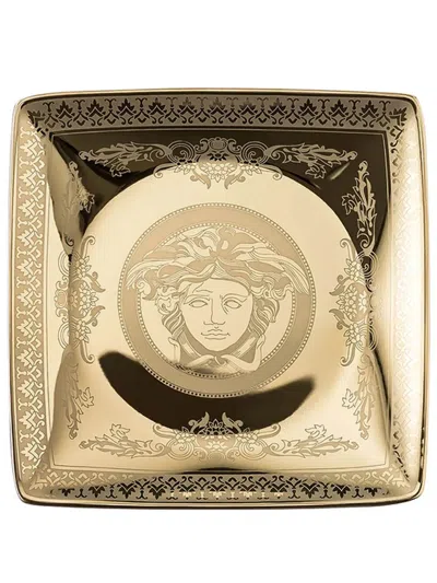 Versace Medusa Porcelain Dish In Gold