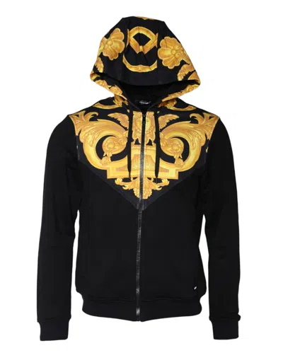 Versace Medusa Print Cotton Full Zip Hoodiesweatshirt Men's Sweater In Black