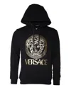 Versace Black Medusa Print Cotton Hoodiepullover Sweatshirt Sweater In Black