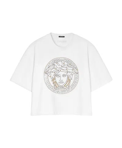 Versace Medusa-print Cotton T-shirt In White