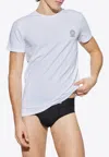 Versace White Crewneck T-shirt With Medusa Print On The Front In Cotton Stretch Man In White
