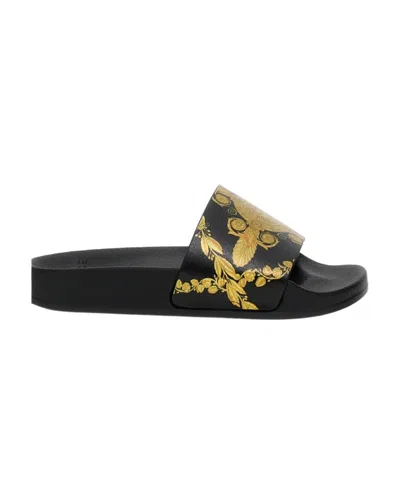 Versace Medusa-print Pool Slides In Black