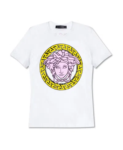 Versace Medusa-print Short-sleeve T-shirt In White