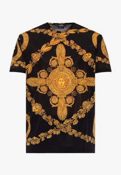 Versace Medusa Print Short-sleeved T-shirt In Multicolor