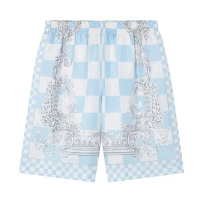 Pre-owned Versace Medusa Print Shorts 'pastel Blue/white/silver' | Men's Size 48