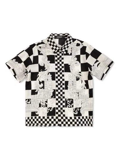 Versace Kids' Medusa-print Silk Shirt In White