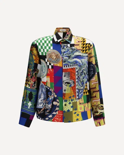 Versace Medusa Print Silk Twill Shirt In Animal Print