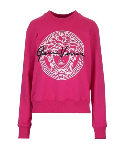 Versace Medusa Print Sweatshirt In Pink
