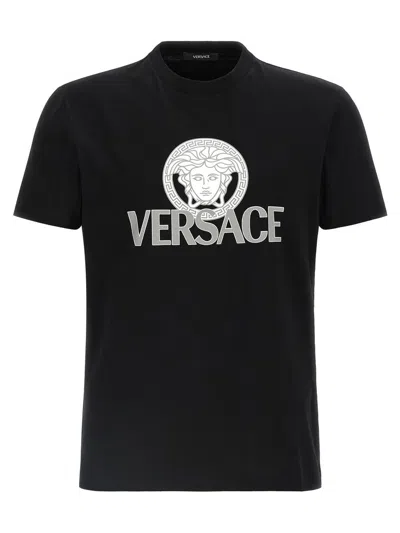 Versace Medusa Print T-shirt In Black