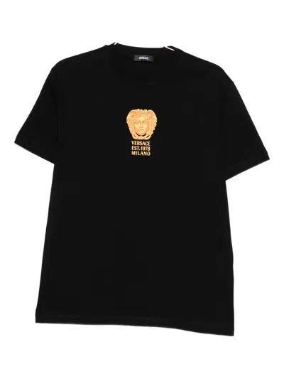 Versace Medusa Crew Neck Graphic Print T-shirt In Black