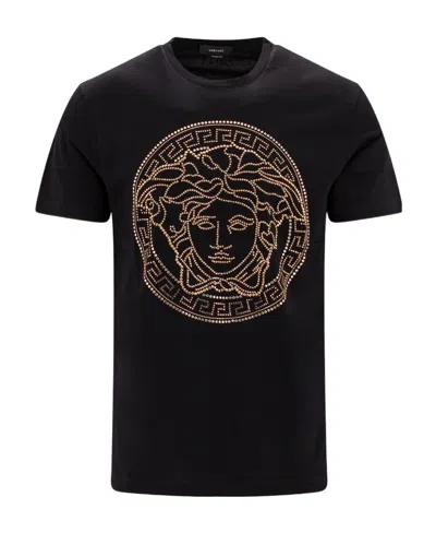 Versace Medusa Crystal-embellished T-shirt In Black