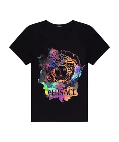Versace Medusa Print T-shirt In Black