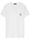 Versace White T-shirt In Stretch Jersey With Medusa Logo Crest Versce Man In White