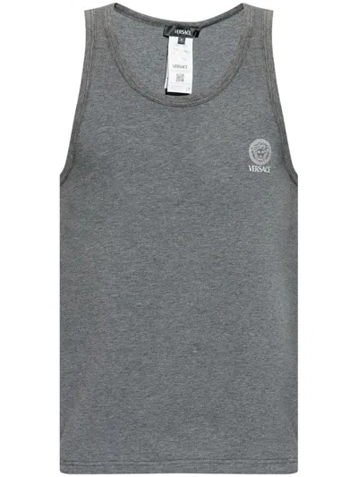 Versace Medusa-print Tank Top In Gray