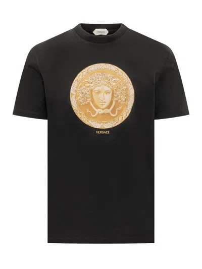 Versace Medusa Print T-shirt In Black