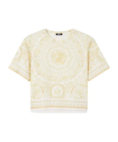 Versace Medusa-printed Crewneck T-shirt In Yellow