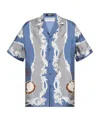 Versace Camp-collar Printed Silk-twill Shirt In Blue