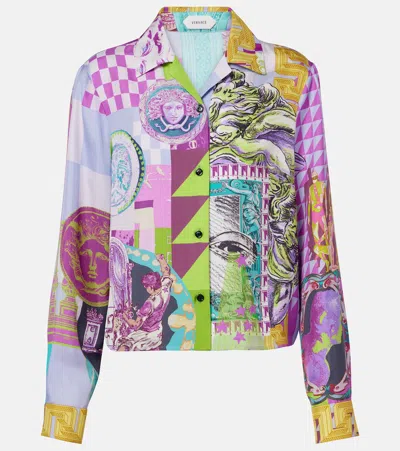 Versace Medusa Printed Silk Shirt In Multi