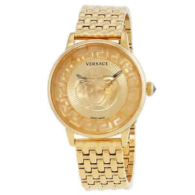Pre-owned Versace Medusa Quartz Gold Dial Ladies Watch Ve6f00623