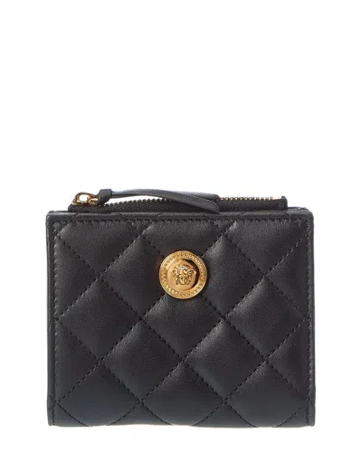 Versace Medusa Quilted Leather Card Case In Black