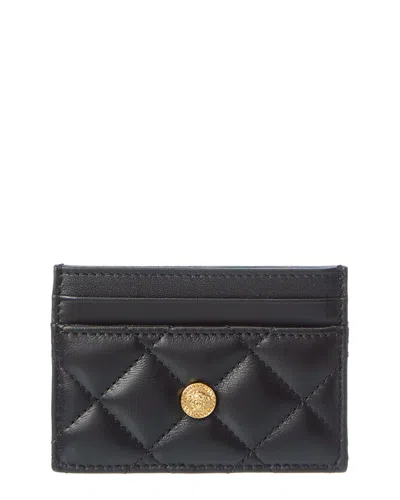 Versace Medusa Quilted Leather Card Holder In Black