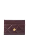 Versace Medusa Quilted Leather Card Holder In Red