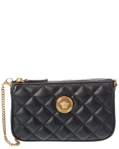 Versace Medusa Quilted Leather Pochette In Black