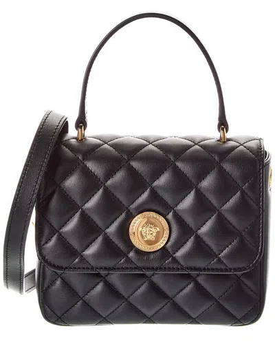 Versace Medusa Quilted Leather Shoulder Bag In Black