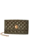 Versace Medusa Quilted Leather Wallet On Chain In Green