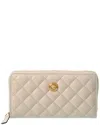 Versace Medusa Quilted Leather Zip Around Wallet In White