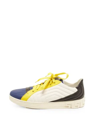 Pre-owned Versace Medusa Quilted Sneakers In White
