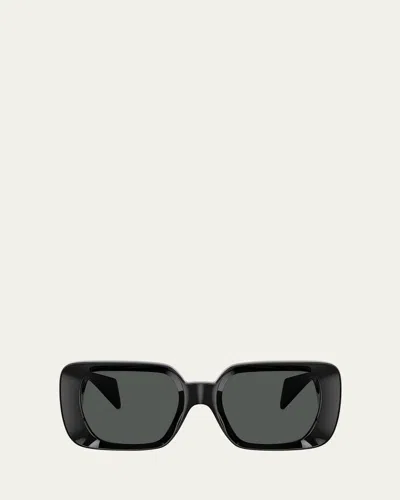 Versace Medusa Rectangle Plastic Sunglasses In Black