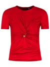 Versace Safety Pin Gathered Short-sleeved Top In Red