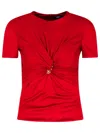 Versace Safety Pin Gathered Short-sleeved Top In Red