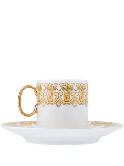 Versace Medusa Rhapsody Espresso Cup Set In White/beige