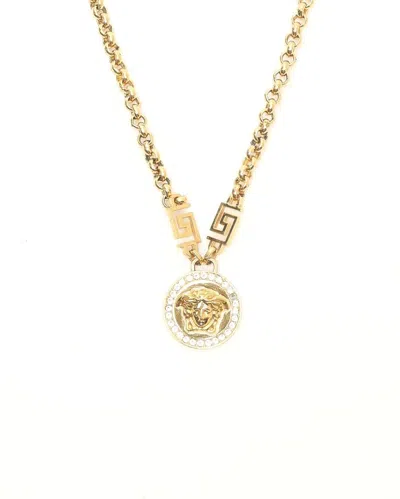 Versace Medusa Rhinestone Chain Necklace In Purple