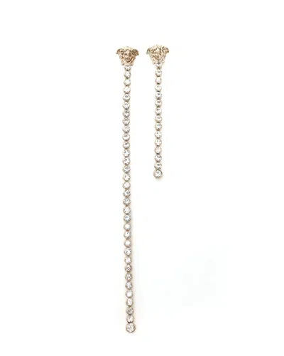 Versace Medusa Rhinestone Dangling Earrings In Gold