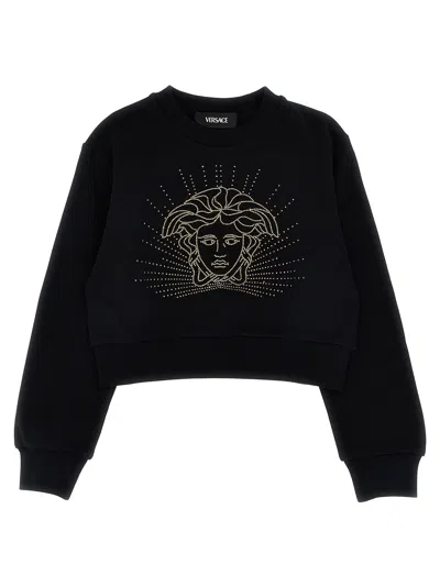 Versace Kids' Medusa Rhinestone Sweatshirt In Black
