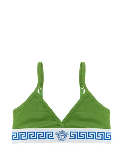 Versace Medusa Triangle Bra Adjustable Straps Band In Green