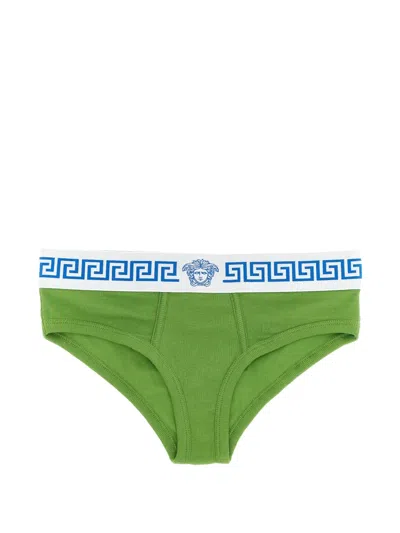 Versace Ribbed Stretch Briefs In Green