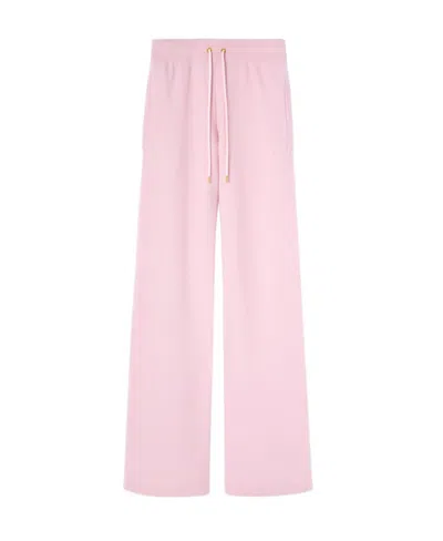 Versace Medusa Ribbed-knit Flared Trousers In Pink