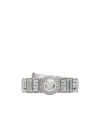 Versace Gianni Ribbon Crystal Cuff Ring In Gray