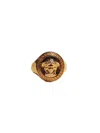 Versace Engraved Greek Key Medusa Head Ring In Grey