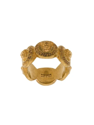 Versace Medusa Motif Ring In Grey